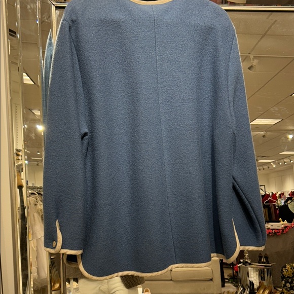 Geiger of Austria Blue Boiled Wool Cardigan with Embroidered Details - Picture 3 of 4